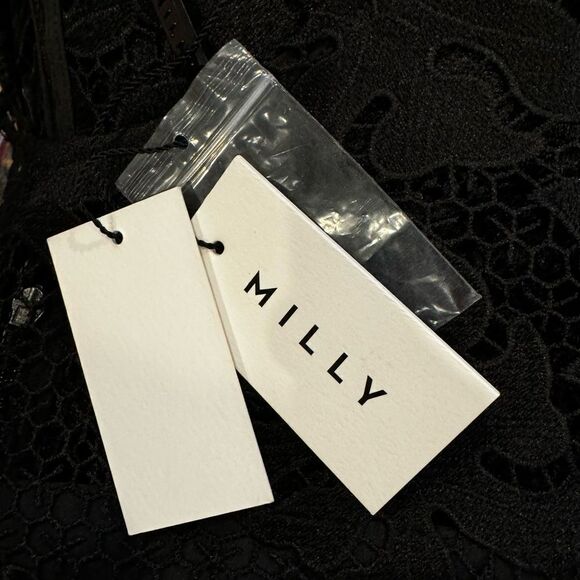 MILLY LENA PALM LACE EMBROIDERY SLEEVELESS PEPLUM BLOUSE IN BLACK S NWT - Picture 8 of 9